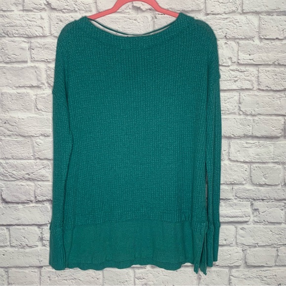 We The Free By Free People Teal Waffle Knit Thermal Oversized Tunic - Picture 4 of 13